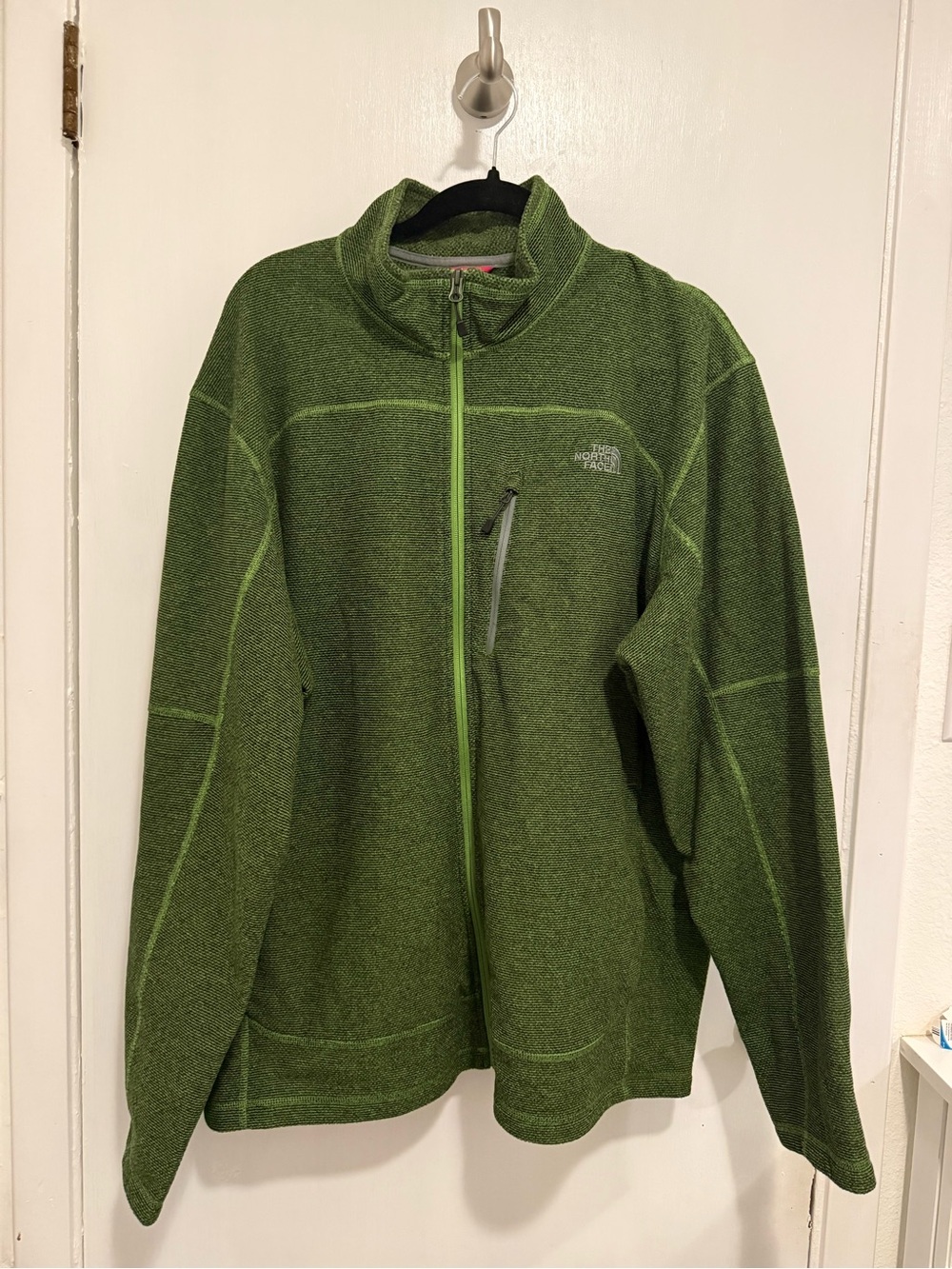 Northface green fleece textured zip up jacket size XXL, men’s